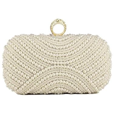 Imagem de Auuvynx Bolsa clutch feminina de pérola para festa, bolsa de mão para noite, Pérola, Medium