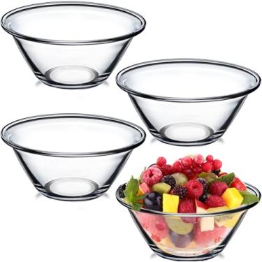 Imagem de NUTRIUPS Tigelas de cereais de vidro transparente de 652 g, pacote com 4, tigela de servir para sobremesa, trapézio, fácil de manusear, vidro temperado, seguro para micro-ondas e forno (5,6 polegadas