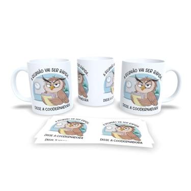 Imagem de Caneca de Café com Coruja Rabugenta, Porcelana Branca, Design Divertido com Texto em Português, Presente para Amantes de Café (18991)