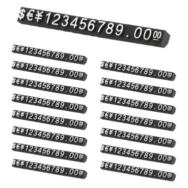 Imagem de PATIKIL Conjunto de 15 cubos de exibição de preços, suporte de etiqueta de preço ajustável, número removível, kit de bloco de dólar para sinalização de exibição de lojas de varejo de joias (preto