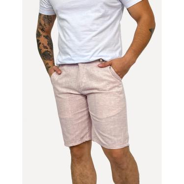 Imagem de Bermuda King & Joe Sarja Masculina Slim Casual Noise Rosa Claro-Masculino