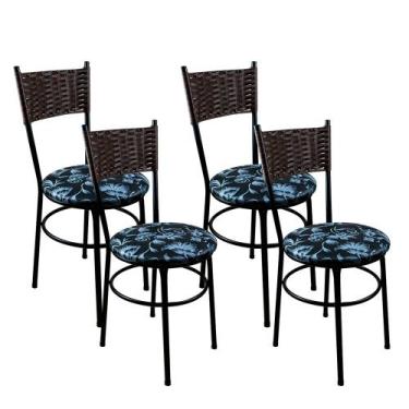 Imagem de 4 Cadeiras Para Cozinha Viena Marrom Cor:Floral Preto - Laumar, Floral