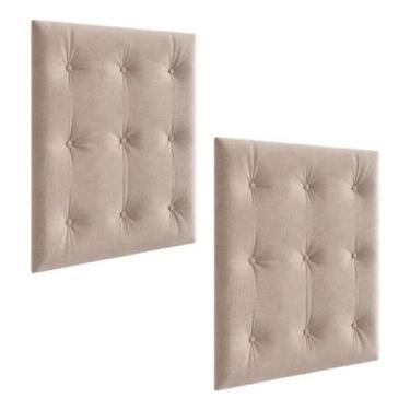 Imagem de Kit Capitonê Retrô para Berço Retrô Móveis Peroba Tecido Pena 01 Areia