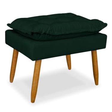 Imagem de Puff Redondo Luxo para Sala e Quarto – Banco Decorativo para Penteadeira e Descanso para os Pés(Verde)