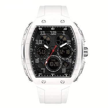 Imagem de Relógio Esportivo à Prova D'água, Dupla Exibição Com Cronômetro E Despertador Branco