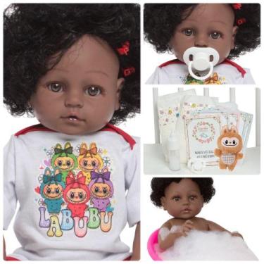 Imagem de Boneca Reborn Recém Nascida Negra Corpo Silicone Itens - Cegonha Rebor