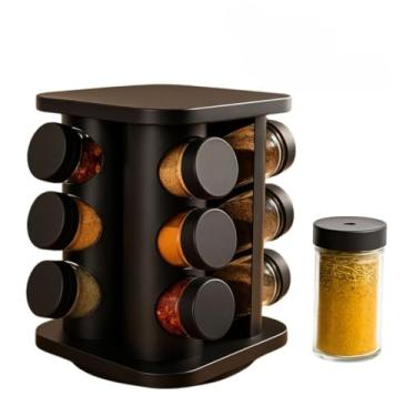 Imagem de Conjunto de Potes de Vidro Para Condimentos Com Suporte, Ideal Para Dosear Sal e Pimenta – Essencial Para a OrganizaçãO Da Cozinha.(12 Potes)