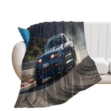 Imagem de HouLaiZhe Cobertor super macio de flanela JDM R32 Drift Motion Cool Lightweight Cooling Blankets para sofá-cama, cadeira, sofá, carro, viagens ao ar livre, leve, quente, 76 cm x 127 cm