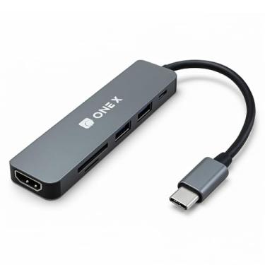 Imagem de Adaptador Hub USB-C 6 em 1 ONEX – HDMI 4K, USB 3.0, USB 2.0, Leitor SD/TF e USB-C PD 100W – Hub Tipo C Compacto em Alumínio para Notebook e MacBook
