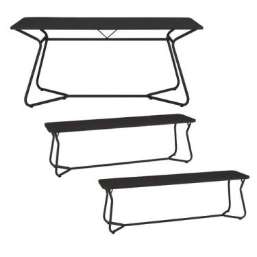 Imagem de Conjunto de Mesa Retangular com 2 Bancos Retrô Para Área Gourmet 180X9