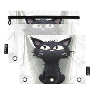 Imagem de Wassud Black Cat Pacote com 2 Pastas de Fichário Pastas de Bolso com 3 Furos, Pasta Organizadora de Fichários para Casa, Escritório