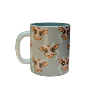 Imagem de Caneca Xícara de Café Porcelana 300ml Com Design Belíssimo de Vacas e Margaridas
