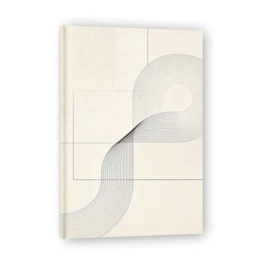 Imagem de Arte em tela minimalista de formas sem limites: Serenidade tons neutros grande área em branco para decoração de espaço calmo 19,78 x 75 cm emoldurado