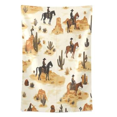 Imagem de STAYTOP Tapeçaria de parede de cowboy do deserto ocidental tapeçarias para decoração de casa dormitório sala de estar quarto tapete de parede (90 × 60 pol)