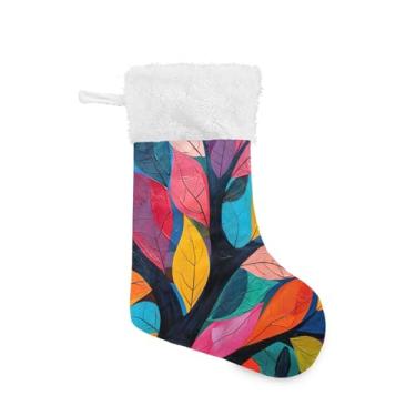 Imagem de xigua Meia de Natal de árvore abstrata personalizada grande meia de doces presente para pendurar meias de Natal para decoração de festa de férias em família, decoração de lareira