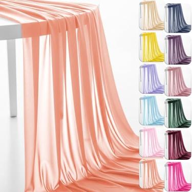 Imagem de Tecido de chiffon de 152 cm da The Yard Tecido transparente pré-cortado para arco de casamento tecido drapeado cortina cachecol decoração de pano de fundo de festa decoração de teto (pêssego, 1 jarda)