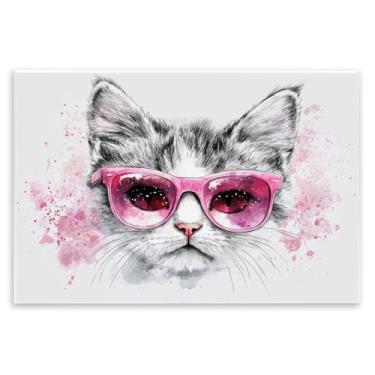 Imagem de Stupell Industries Arte de placa de parede de gato legal com óculos de sol, design por LSR Creative Studio, 15 x 10