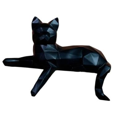Imagem de Generic Estátua de Gato Geométrica em Resina, Escultura Decorativa para Mesa ou Armário, Gato Observando