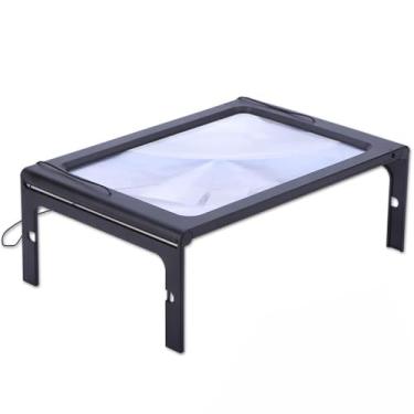 Imagem de Lupa sem Contato com Luz LED Plegável de Página 3X para Leitura Costura Tricô Ideal Idosos Leve Uso em Mesa
