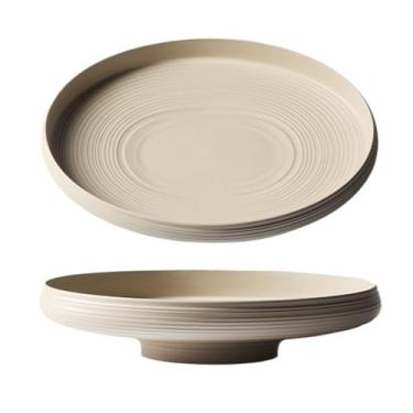Imagem de Fruteira Fruteira oval de plástico com grande capacidade, base texturizada e pedestal, ideal para decoração e estilo minimalista. Decoração de mesa