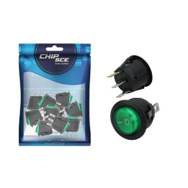 Imagem de 10X Chave Gangorra Redonda Kcd1-106N Acende Com Neon Verde - Chipsce