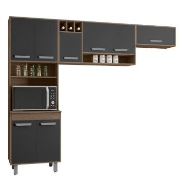 Imagem de Armario De Cozinha Barcelona Com 8 Portas E Pés Reguláveis Carvalho Oak/grafite Carvalho Oak/grafite