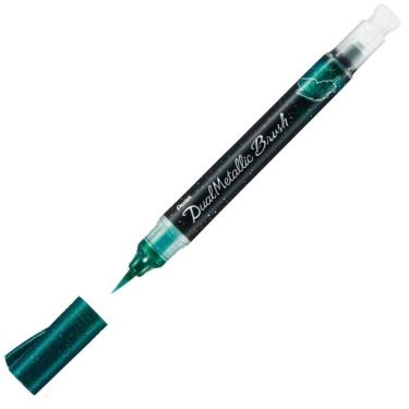 Imagem de Marcador Dual Metallic Brush Pentel Arts Verde + Azul Metálico