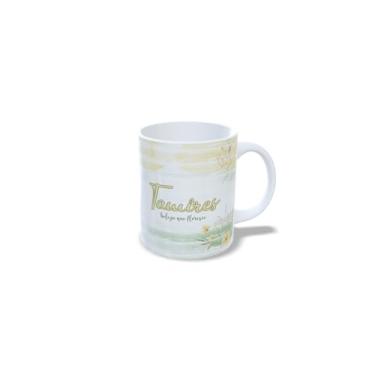 Imagem de Caneca de Cerâmica Personalizada Alice com Design Floral, Branco e Amarelo, 325 ml (t)
