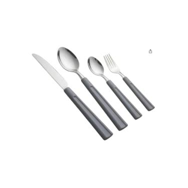 Imagem de Jogo de Faqueiro 21 Peças em Aço Inox com Porta Talher, Cinza, para 4 Pessoas, Inclui Colheres, Garfos e Facas