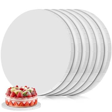 Imagem de WSSROGY 2 peças de tábuas de bolo redondas de 30,5 cm com bordas lisas, base de papelão branco de grau alimentício de 1/2 polegada de espessura para decoração de bolos (6)