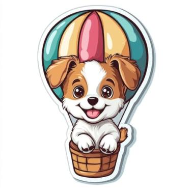 Imagem de Adesivo de Parede Infantil Animais Fofos e Balões para Quarto e Cadernos Kawai 50x50cm