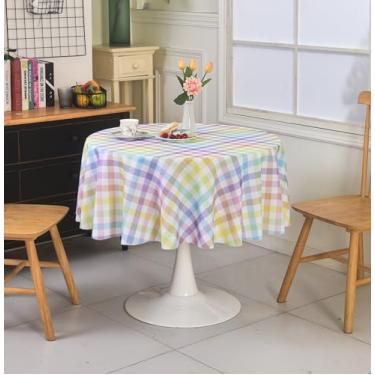 Imagem de Essifunia Toalha de mesa xadrez à prova d'água – Toalha de mesa redonda clássica xadrez de 127 cm para uso interno/externo – Capa de mesa Buffalo para piqueniques, churrascos e festas