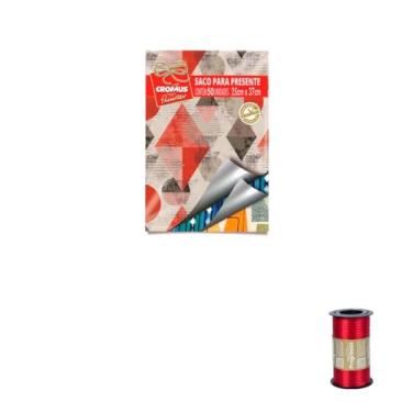 Imagem de Kit Saco Metalizado 30x44cm com 50 Unidades e Fita Cetim 4mm x 100 Metros