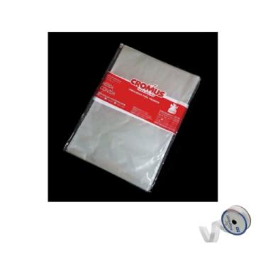 Imagem de Kit Saco PP Transparente 30x44cm 50 Unidades + Fita Cetim Impressa/Voal 22mm x 10 Metros