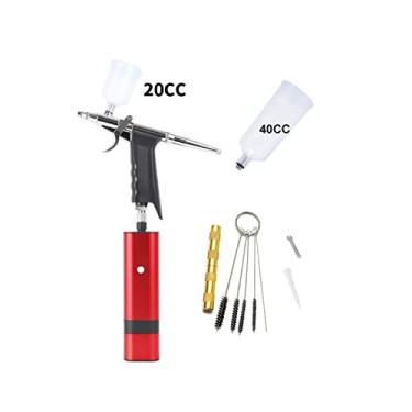 Imagem de Kit de Airbrush Recarregável com Gravidade Gatilho Tipo Pistola de Pulverização para Modelo de Arte Pintura Corporal Artista Maquiagem Nape Tattoos Bolo Ferramentas(TM80S Red F)