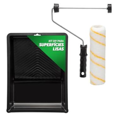 Imagem de Condor Kit Pintura Imobiliária Faça Você Mesmo - Rolo de Lã Antirrespingo, Suporte e Bandeja para Tinta - Ideal para Alvenaria e Drywall