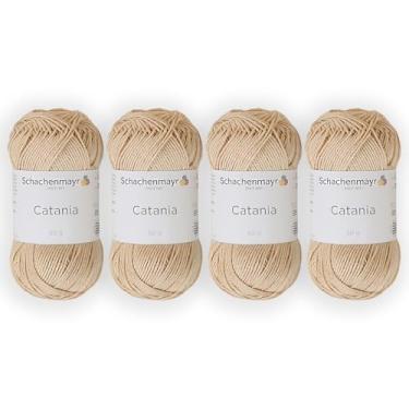 Imagem de 4 novelos/pacote Schachenmayr (SMC) Catania Originals Yarn, cada bola 50 g (125 m), 100% algodão mercerizado para fio de tricô e crochê, peso esportivo, 404 - areia