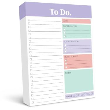 Imagem de Spakon Bloco de notas com 300 folhas diárias, bloco de anotações, agenda, agenda, agenda, agenda, escritório, agenda, agenda, agenda, para tarefas, 15 x 8 (elegante, branco, roxo)