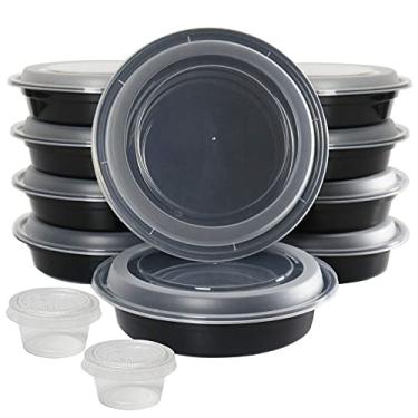 Imagem de HYMEEE Recipientes redondos de preparação de refeição de 1,360 g, reutilizáveis com tampas, para viagem, tigelas grandes de salada, sem BPA, freezer, lancheiras, recipientes de alimentos circulares de