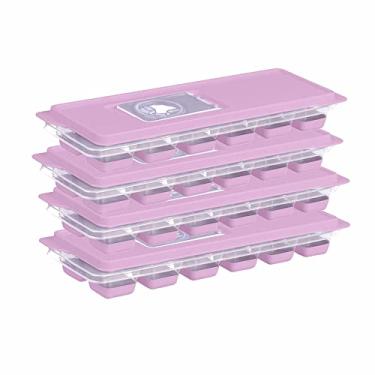 Imagem de Kit 4 Formas de Gelo Silicone com Tampa Enche Fácil (Rosa)