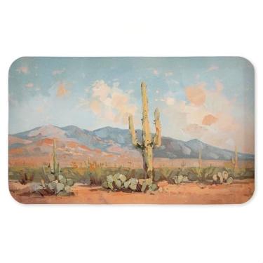 Imagem de Tapete antifadiga com paisagem de cacto rosa do deserto, tapete ergonômico acolchoado para cozinha e pé com suporte antiderrapante, tapete confortável ecológico, design por Nina Blue, 76 cm x 45 cm