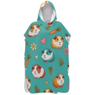 Imagem de Joisal Lindo poncho de surfe azul-petróleo para adultos trocador de roupão de banho toalhas com capuz vestíveis ponchos adultos para mulheres