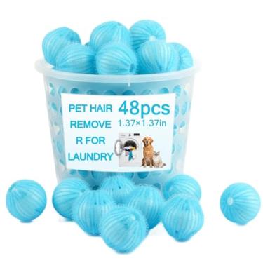 Imagem de 48 peças de removedor de pelos de animais de estimação para máquina de lavar e secar roupa – Máquina de lavar reutilizável apanhadora de pelos e bolinhas – Ferramenta de remoção de pelos de cães e