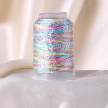 Imagem de Corda de pulseira colorida de 1 mm, fio encerado arco-íris resistente para fazer joias, colares, miçangas e artesanato - 50 jardas/rolo (unicórnio)