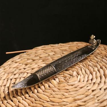 Imagem de Suporte de incenso de pescador, queimador de liga com apanhador de cinzas, suporte de estatueta de metal para meditação, sala de chá, decoração de casa, aromaterapia