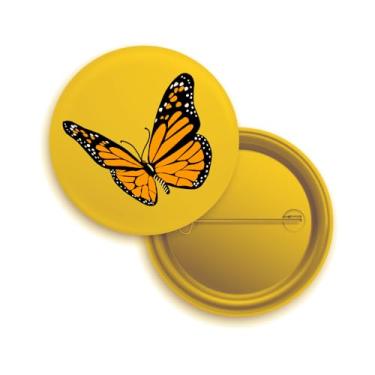Imagem de Broches de Botão com Borboleta Monarca Laranja, Pack com 10 Unidades, Design Inseto, Fundo Branco (20, Amarelo)