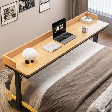 Imagem de HGTRH Mesa sobreposta de altura ajustável para laptop com rodas, mesa de trabalho sobre a cama com defletores, mesa de cama móvel para casa, mesa de cama com rodinhas de hospital, quarto B, 100 cm