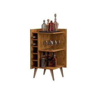 Imagem de Aparador Canto Sala De Estar com Adega Bar Retrô Prateleira Organizadora para Hall De Entrada, Ideal para Famílias e Amantes de Decoração(Nature)