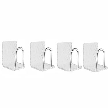 Imagem de LNQKJXIIA Boutiques US 4 peças de suporte de escova de dentes de acrílico com rack de drenagem, organizador de banheiro sem perfuração montado na parede para enxaguante bucal escorredor de pratos