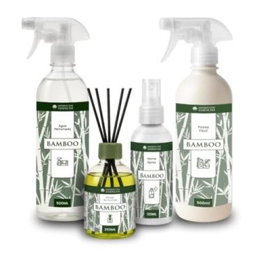 Imagem de Kit Bamboo com Difusor de Aromas, Água Perfumada, Home Spray e Passa Fácil, Fragrância Natural, 4 Peças